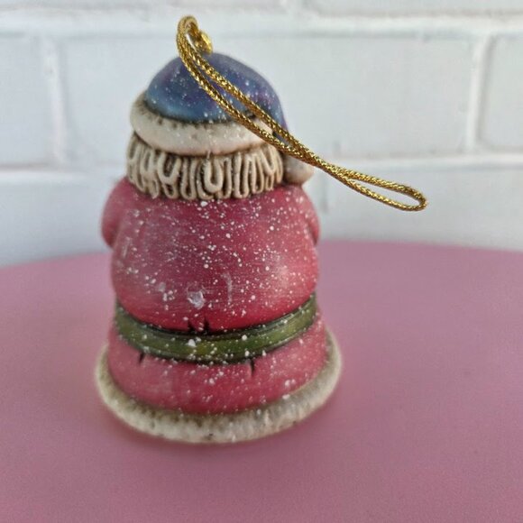 Vintage Christmas Holiday Santa Bell Ceramic Tree Ornament Classic Santa & Toys - Picture 6 of 8